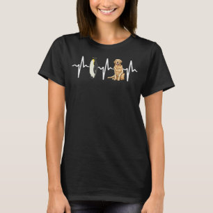Camiseta Emperador Penguin Golden Retriever Heartbeat Dog