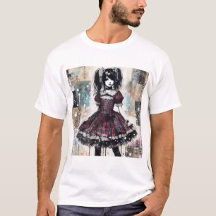 Camiseta Empleada gótica en elegancia tartán