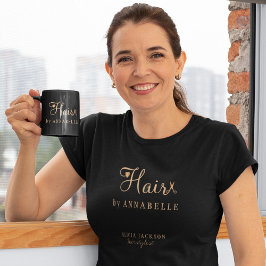 Camiseta Empleado del salón de pelo personalizado negro y o