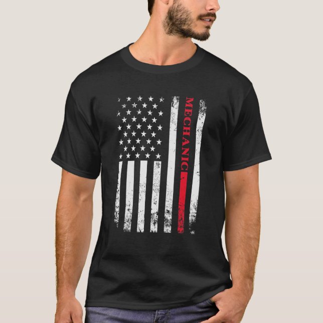 Camiseta Empleado estadounidense con bandera angustiada Mec (Anverso)