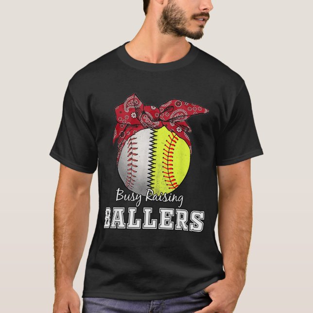 Camiseta Empleado Raising Ballers Softball béisbol mamá (Anverso)