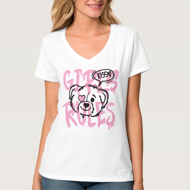Camiseta Empoderando Mujeres: Arte de GIRLS RULES (Anverso)
