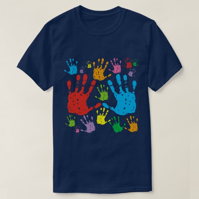 Camiseta Empreintes de mains en couleurs (Diseño del anverso)