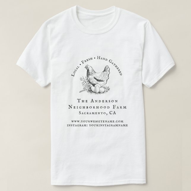 Camiseta Empresa de la familia de scripts de pollo dibujado (Diseño del anverso)