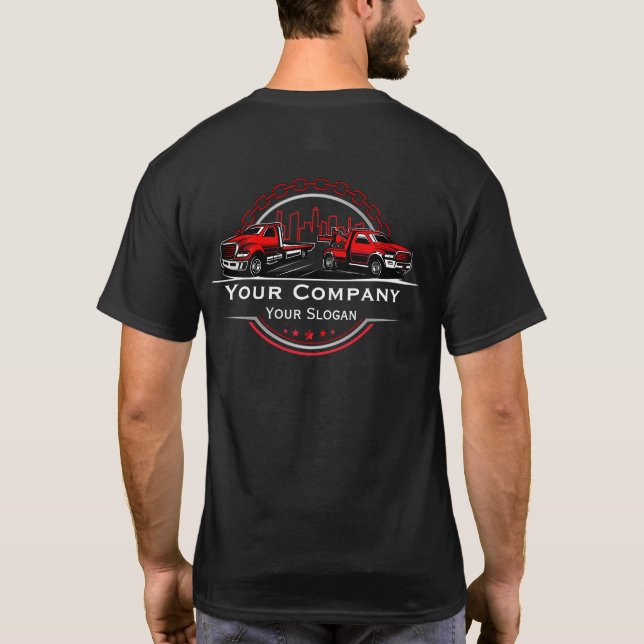 Camiseta Empresa de Remolque Profesional, Servicio de Trans (Reverso)
