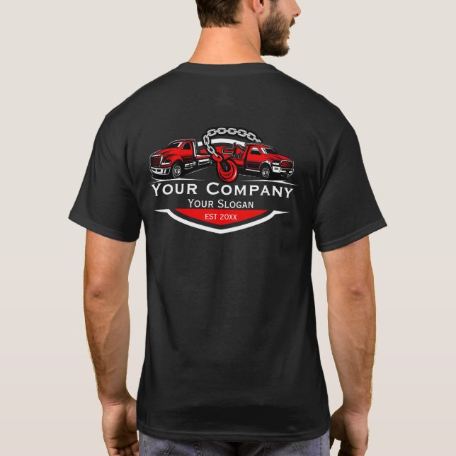 Camiseta Empresa de Remolque Profesional, Servicio de Trans (Reverso)