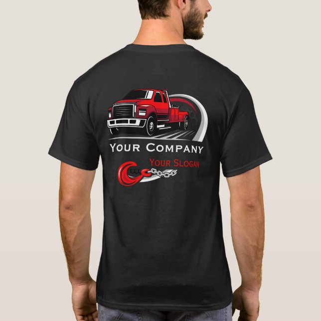 Camiseta Empresa de Remolque Profesional, Servicio de Trans (Reverso)