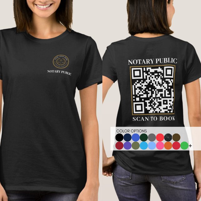 Camiseta Empresa negra profesional QR Code Notary Business (Subido por el creador)