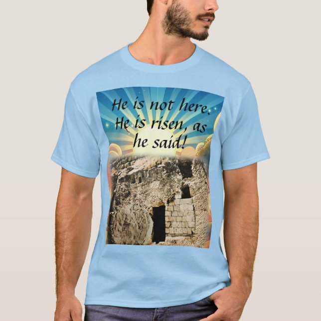 Camiseta Empty Tomb with "He is Risen" Scripture (Anverso)