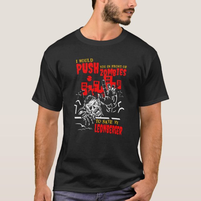 Camiseta Empuja a los zombies para salvar a Leonberger Funn (Anverso)