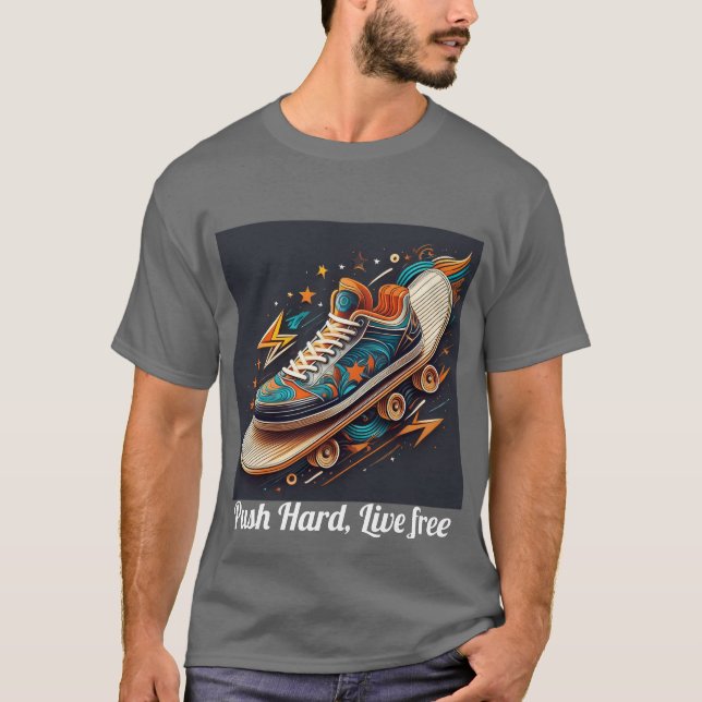 Camiseta "Empujar duro, vivir libre - Estilo de vida activo (Anverso)
