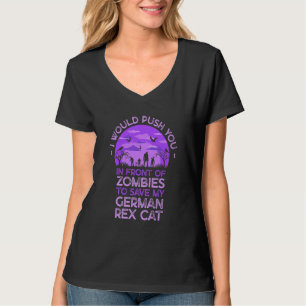 Camiseta Empujarte a zombies para salvar a mi gato Rex alem