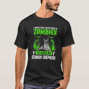 Camiseta Empujarte Delante De Zombies Salven Al Pastor Alem
