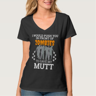 Camiseta Empujarte Frente a Zombies Mi Perro Mestizo Hallow