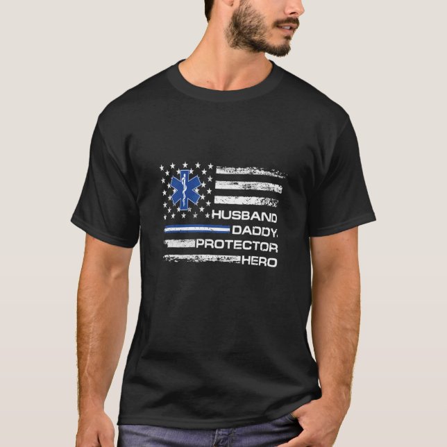 Camiseta Ems Emt Paramédico Esposo Papi Protector Hero Fat (Anverso)