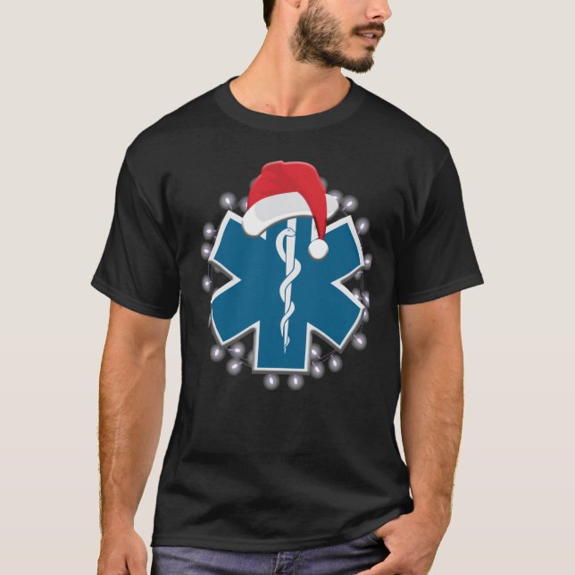 Camiseta EMS Paramédico EMT Estrella de la Vida Navidades G (Anverso)