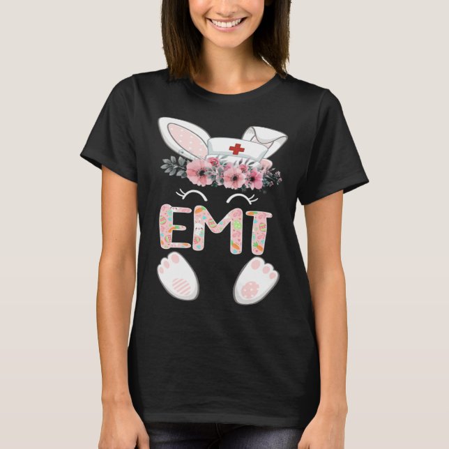 Camiseta EMT Easter Nurse Floral Bunny (Anverso)