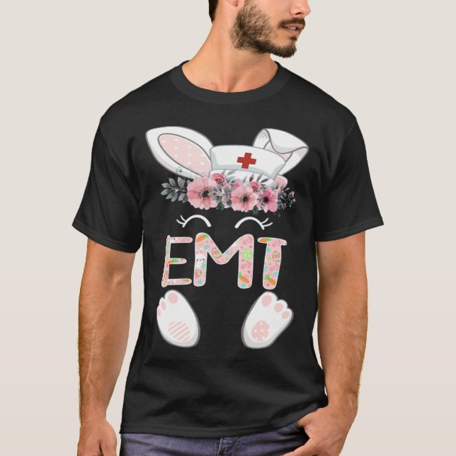 Camiseta EMT Easter Nurse Floral Bunny (Anverso)