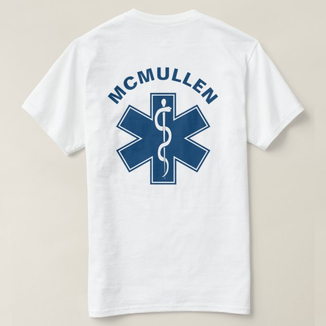 Camiseta EMT EMS Paramédico Azul (Reverso del diseño)