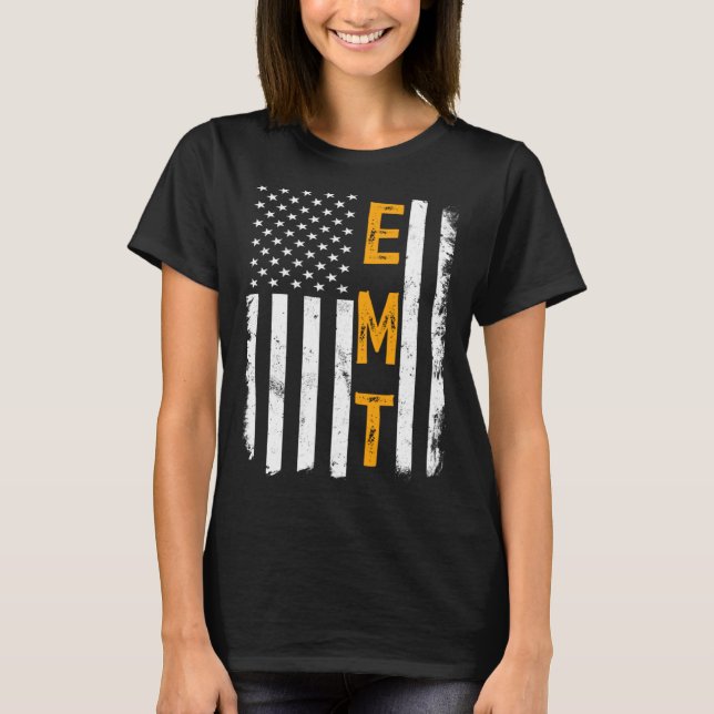Camiseta EMT Job American Flag Emergency Medical Technician (Anverso)