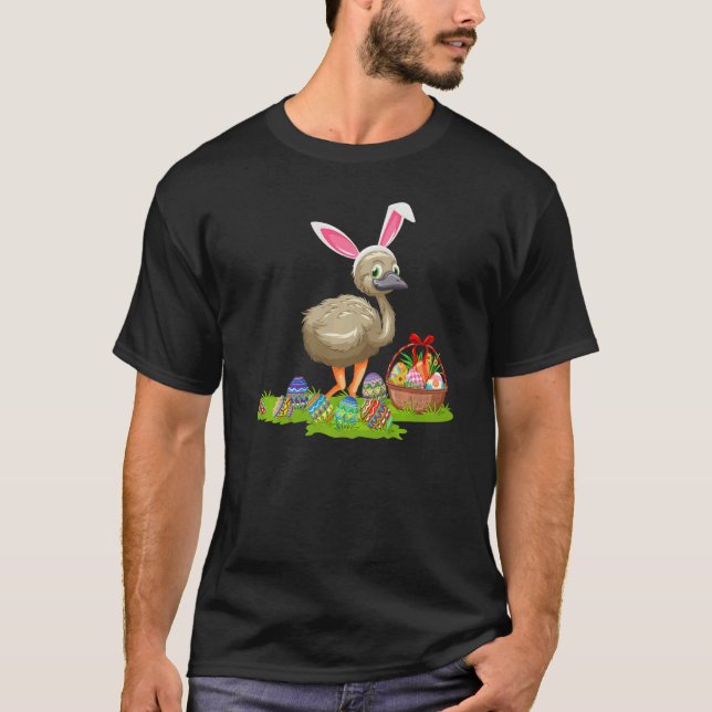 Camiseta Emu Bird Easter Egg Hunting Bunny Emu Easter Sunda (Anverso)
