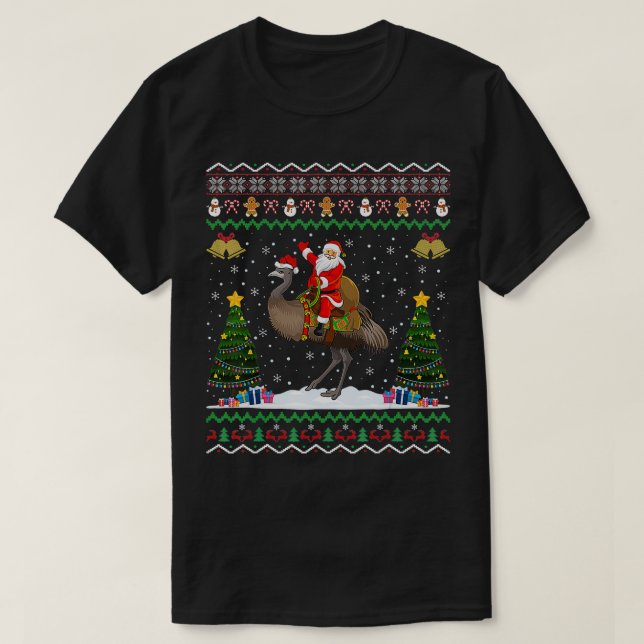 Camiseta Emu Bird Ugly Xmas Gift Santa Riding Emu Navidades (Diseño del anverso)