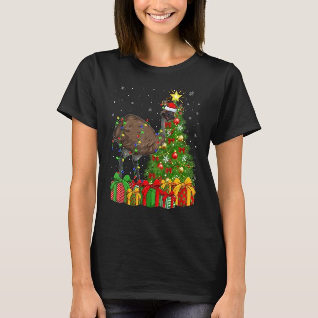Camiseta Emu Bird   Xmas Holiday Santa Emu Christmas Tree (Anverso)