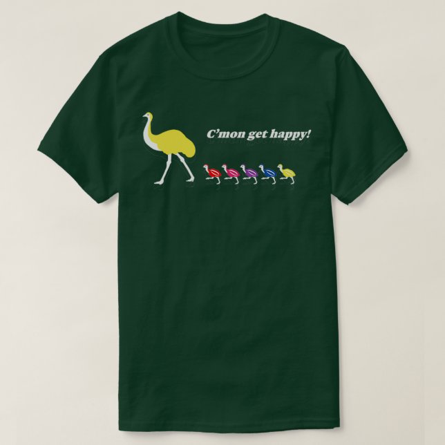 Camiseta Emu se vuelve feliz (Diseño del anverso)