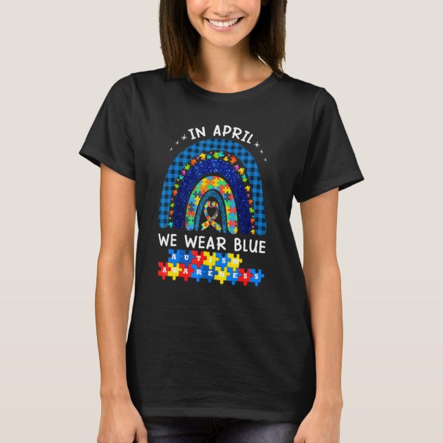 Camiseta En abril llevamos azul rompecabezas arcoíris de co (Anverso)