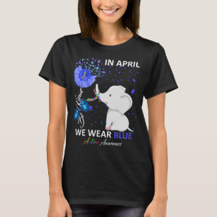 Camiseta En abril usamos autismo de elefante azul para ser