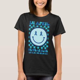 Camiseta En Abril Usamos Avisos De Autismo De Retro Azul Gr
