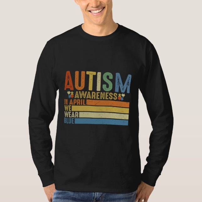 Camiseta En Abril Usamos Azul Para Autismo De Concienciació (Anverso)