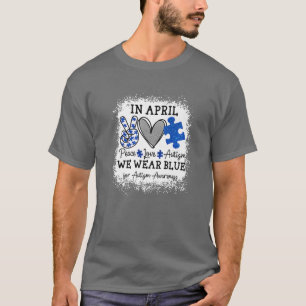 Camiseta En Abril Usamos Blue Peace Love Autism Puzzle Pizz