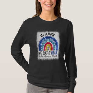 Camiseta En Abril Usamos El Autismo Arcoiris Azul Cinta