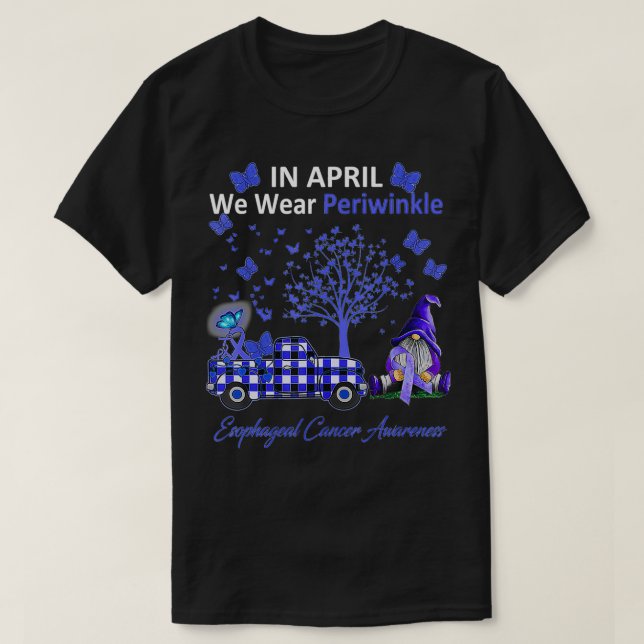 Camiseta En Abril Usamos El Cáncer Esofágico Periwinkle Awa (Diseño del anverso)