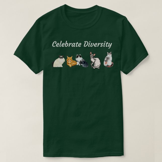 Camiseta En admiración de varios gatos Celebran la Diversid (Diseño del anverso)