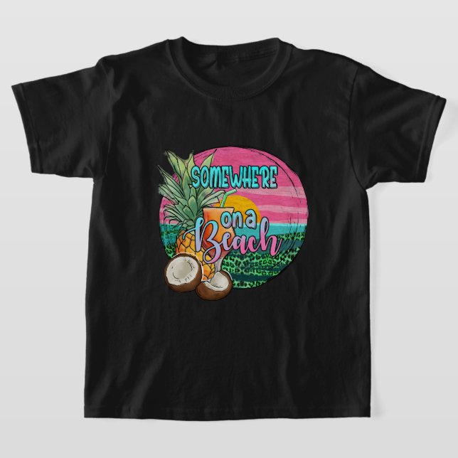 Camiseta En Algún Lugar En Una Playa Pineapple Funny Beach  (Distribución)
