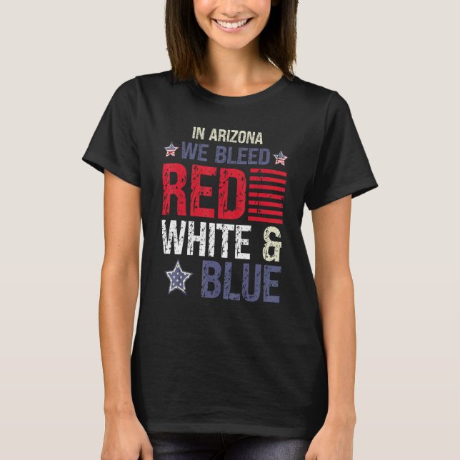 Camiseta En Arizona, amordazamos blanco y azul rojo el 4 de (Anverso)