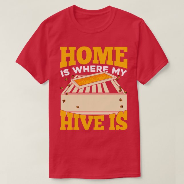 Camiseta En Casa Es Donde Mi Hive Es Un Regalo De Abeja Par (Diseño del anverso)