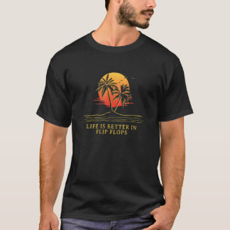 Camiseta en chanclas playa verano océano tropical