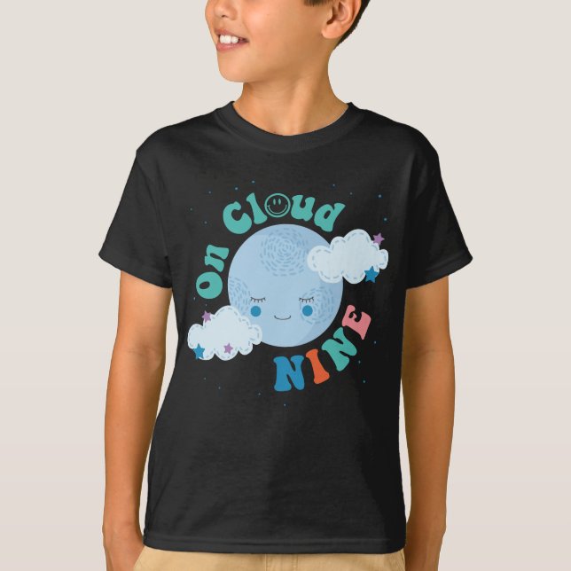 Camiseta En Cloud Nine Groovy Planet Feliz Noveno cumpleaño (Anverso)