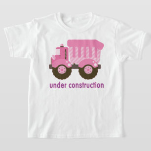 Camiseta En construcción Camión Rosado