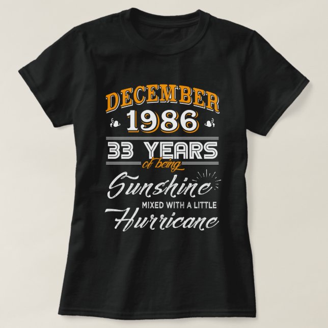 Camiseta En diciembre de 1986 33ro regalos del aniversario (Diseño del anverso)
