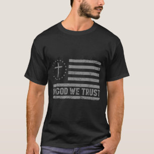 Camiseta En Dios Confiamos Cruz de Jesús Bandera de Usa Fe