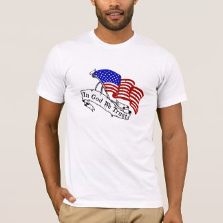 Camiseta En dios confiamos en, blanco y azul rojos