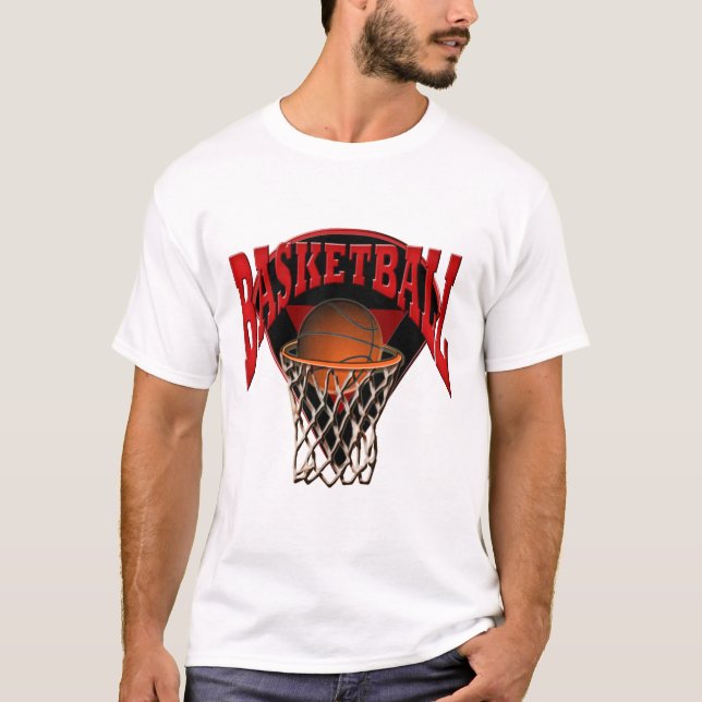 Camiseta En el baloncesto y el tablero trasero del aro (Anverso)