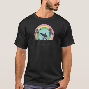 Camiseta En El Chica Surfista De La Playa, El Surf Rainbow