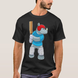 Camiseta en el críquet con bate de críquet