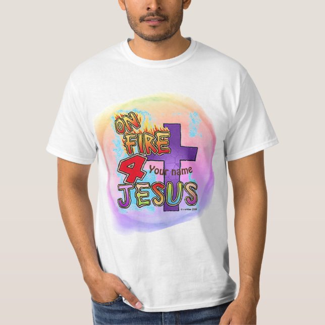 Camiseta En el fuego por la cruz cristiana de Jesús (Anverso)