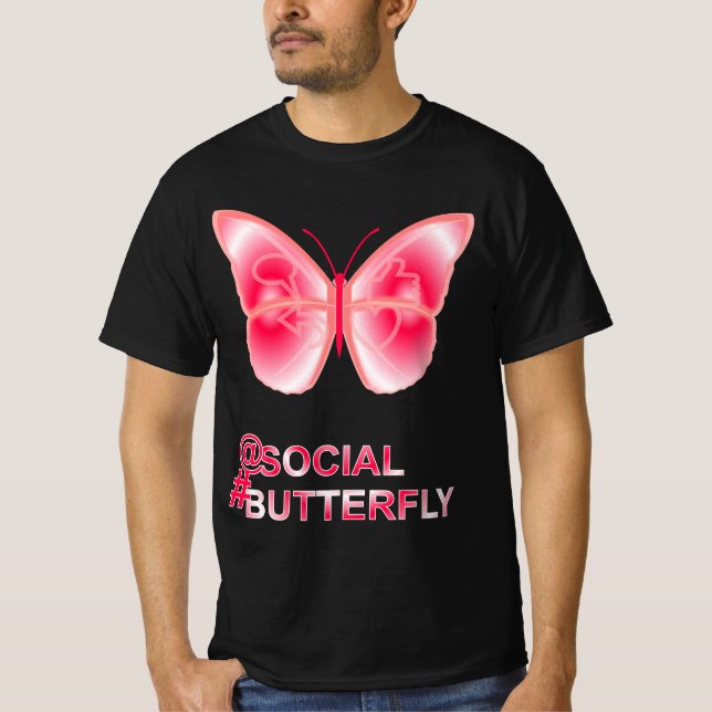 Camiseta En el hashtag social mariposa (Anverso)